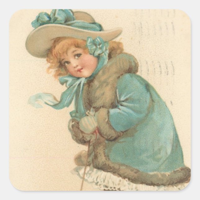 Vintag wünscht euch frohe Weihnachten Quadratischer Aufkleber (Vorderseite)