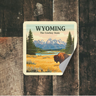 Vintag Wyoming Quadratischer Aufkleber
