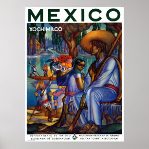 Vintag Xochimilco Mexiko Reisen Poster