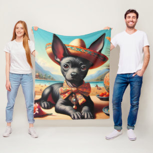 Vintag Xoloitzcuintle Fleecedecke