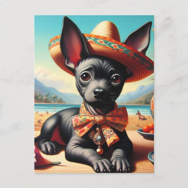 Vintag Xoloitzcuintle Postkarte (Vorderseite)