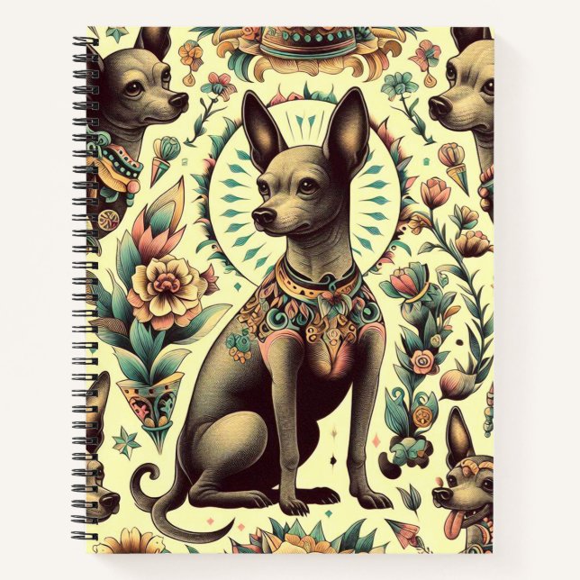 Vintag Xoloitzcuintle Seamless Notizbuch (Vorderseite)