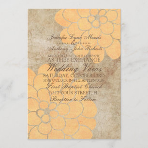 Vintag Yellow Dahlia Floral Wedding Einladung