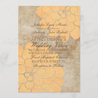 Vintag Yellow Dahlia Floral Wedding Einladung