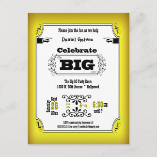 Vintag Yellow Playbill Einladungen zur Geburtstags