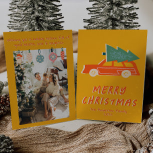Vintag Yellow Red Truck Tree Funky Weihnachten