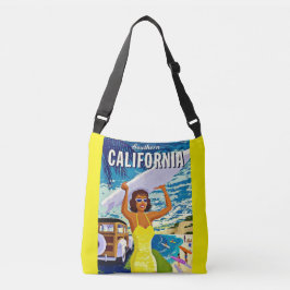 Vintag Yellow Southern California Travel Poster Tragetaschen Mit Langen Trägern