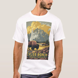 Vintag Yellowstone National Park Travel Poster T- T-Shirt