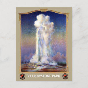 Vintag Yellowstone Nationalpark Geyser Poster Postkarte
