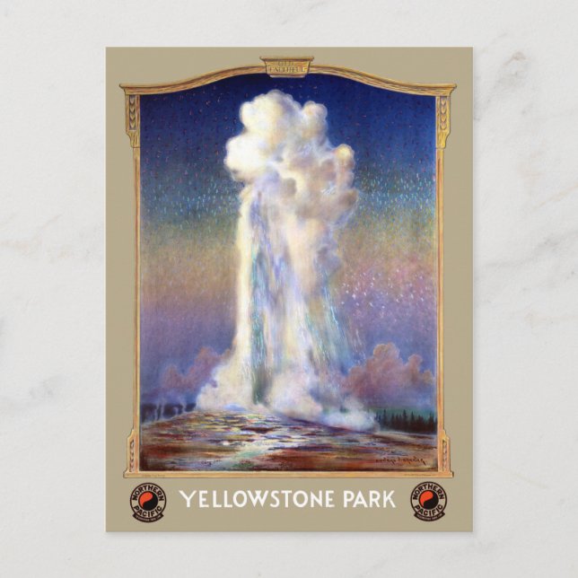 Vintag Yellowstone Nationalpark Geyser Poster Postkarte (Vorderseite)