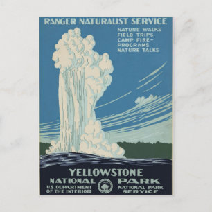 Vintag Yellowstone Nationalpark Geyser WPA Postkarte