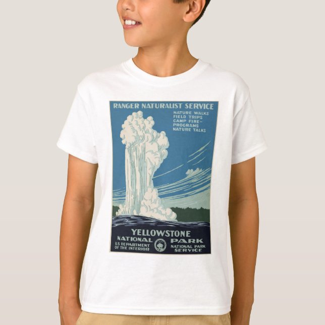 Vintag Yellowstone Nationalpark Geyser WPA T-Shirt (Vorderseite)