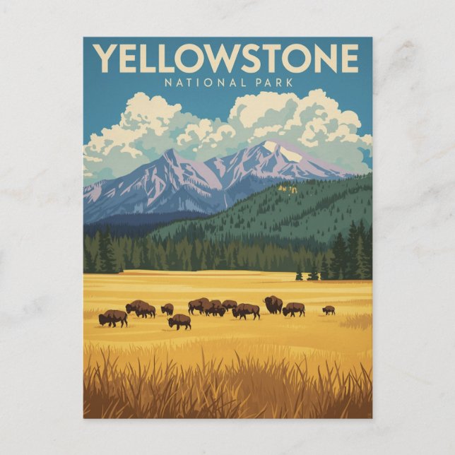 Vintag Yellowstone Nationalparkreise Postkarte (Vorderseite)