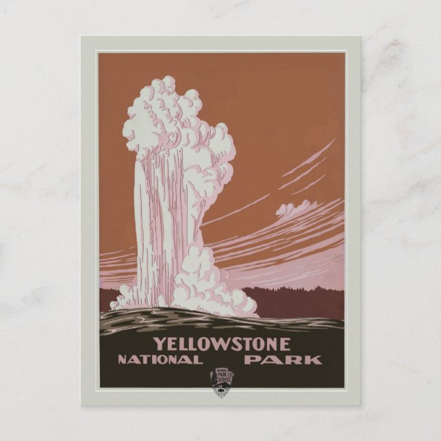 Vintag Yellowstone Nationalparkreise Postkarte (Vorderseite)