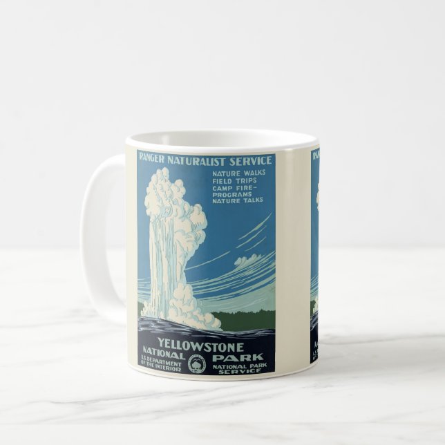 Vintag Yellowstone Park Poster Kaffeetasse (Vorderseite Links)