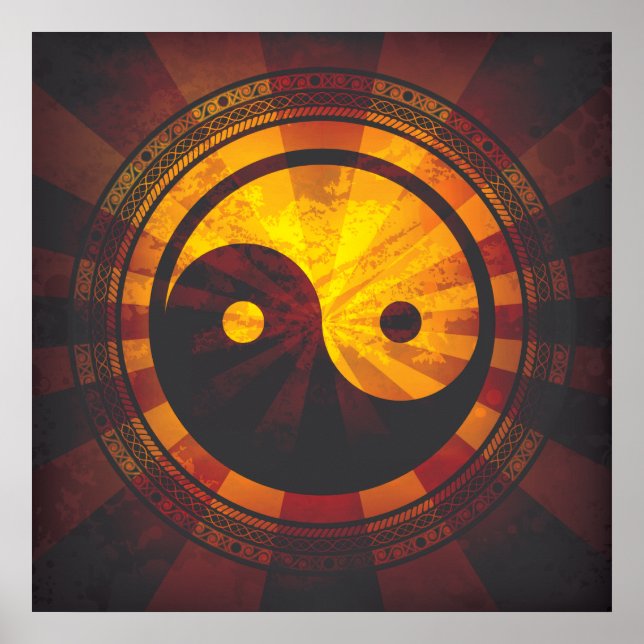 Vintag Yin Yang Symbol Print Poster (Vorne)