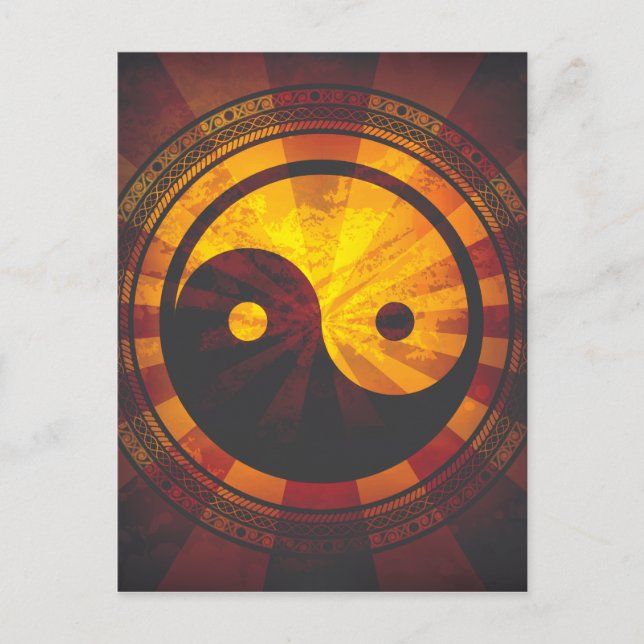 Vintag Yin Yang Symbol Print Postkarte (Vorderseite)