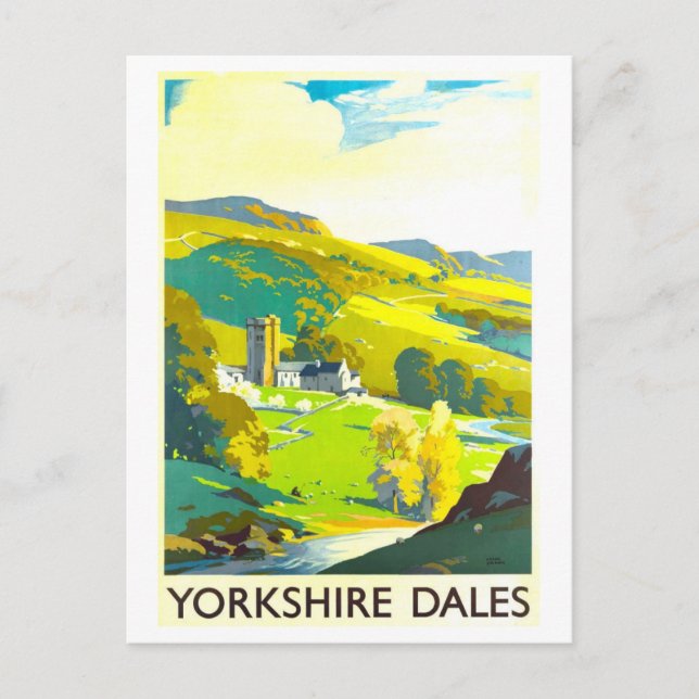 Vintag Yorkshire Dales UK Travel Poster Postkarte (Vorderseite)