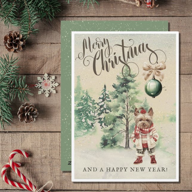 Vintag Yorkshire Terrier Dog Feiertagskarte (Von Creator hochgeladen)