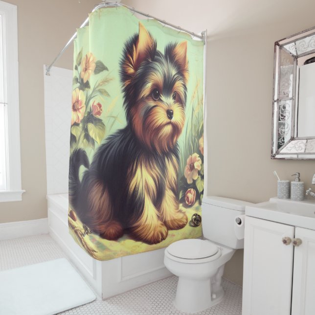 Vintag Yorkshire Terrier Painting Duschvorhang (Beispiel)