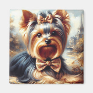 Vintag Yorkshire Terrier Painting Magnet