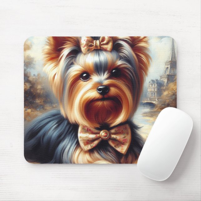 Vintag Yorkshire Terrier Painting Mousepad (Mit Mouse)