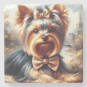 Vintag Yorkshire Terrier Painting Steinuntersetzer