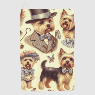 Vintag Yorkshire Terrier Seamless Golfhandtuch