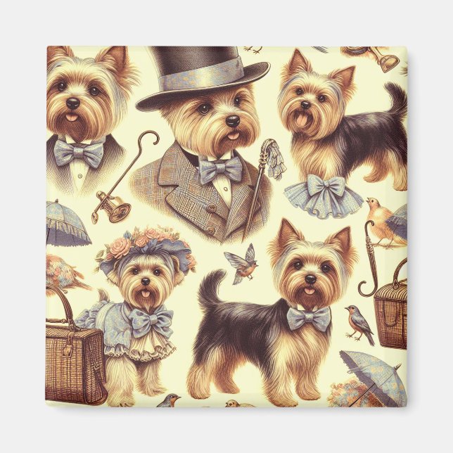 Vintag Yorkshire Terrier Seamless Magnet (Vorne)