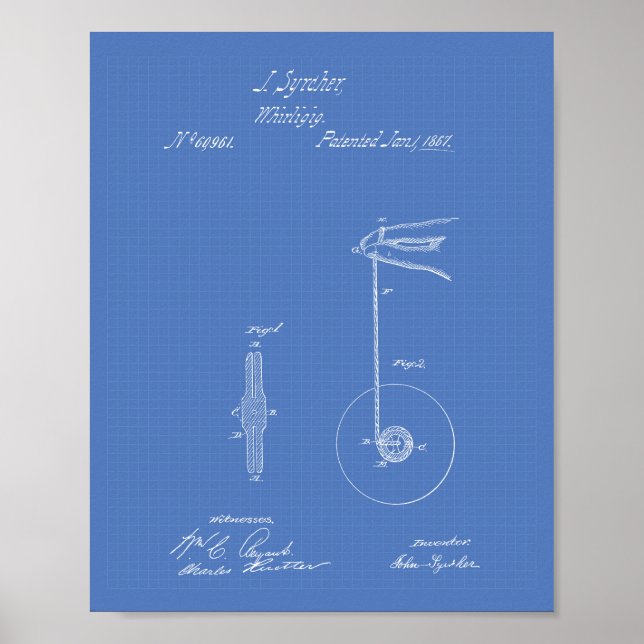 Vintag Yoyo 1867 Patent Art Blueprint Poster (Vorne)