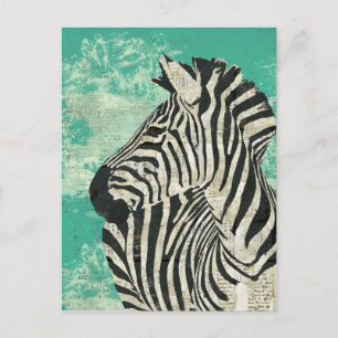 Vintag Zebra Turquoise Postkarte