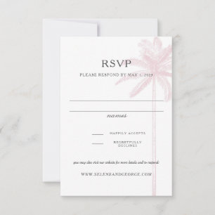 Vintag Zeichnend Blush Pink Palm Tree Response Car RSVP Karte