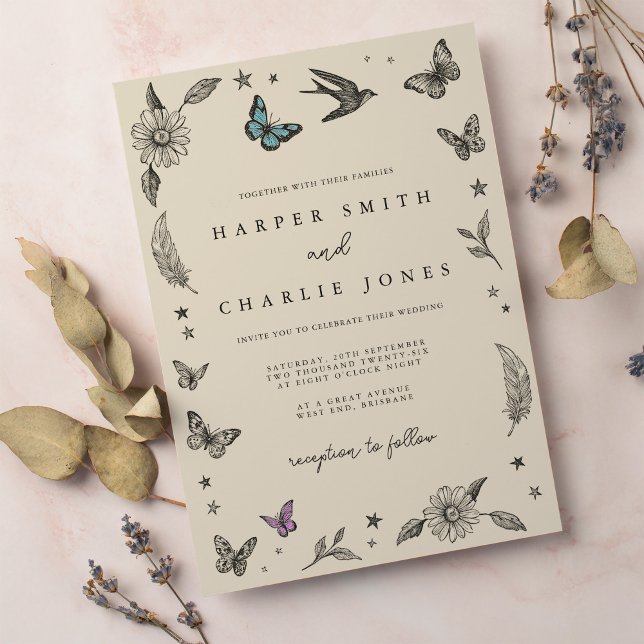 Vintag zeichnend Einladung zur Hochzeit (Von Creator hochgeladen)