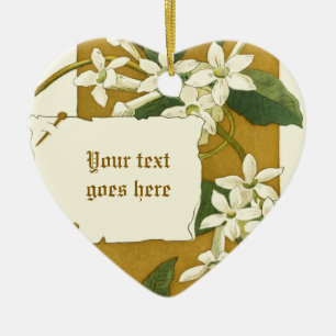 Vintag zeichnend Jasminverzierung Keramikornament