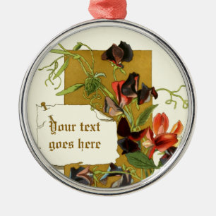 Vintag zeichnend Rote Süßerbse Ornament Aus Metall