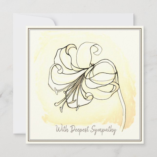 Vintag Zeichnend Schwarz-Weiß-Liliensympathie-Kart (Vorderseite)
