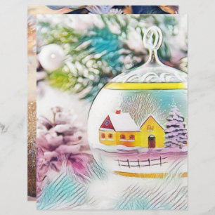 Vintag Zeichnend Weihnachtsbaum Rosa Dekorationen