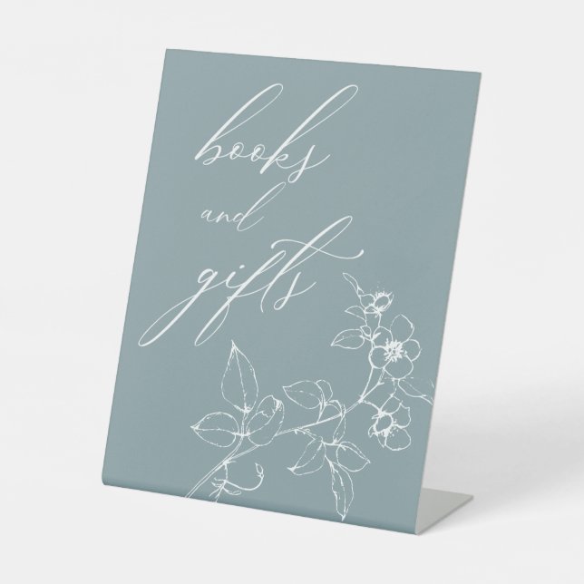 Vintag zeitlos florale Babyduschbücher Geschenke Sockelschild (Vorderseite)