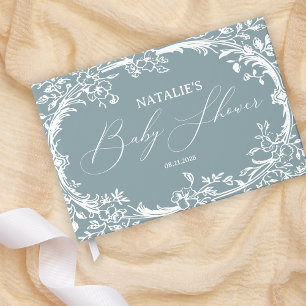 Vintag zeitlose Blumenblauer Babydusche Gästebuch