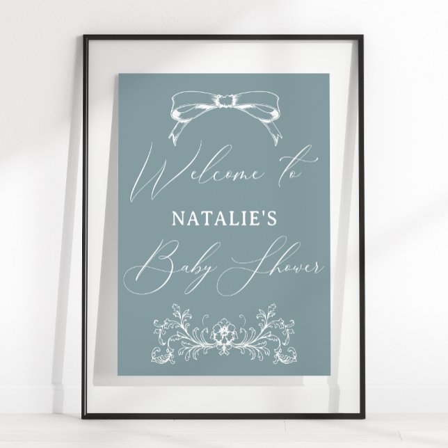 Vintag zeitlose Blumenblauer Babydusche Poster (Von Creator hochgeladen)