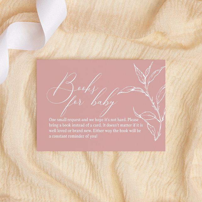 Vintag zeitlose Blumenrosa Bücher für Babydusche Mitteilungskarte (Von Creator hochgeladen)