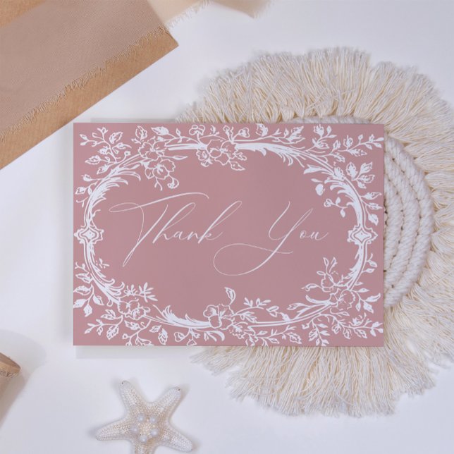 Vintag zeitlose Blütenpink-Babydusche Dankeskarte (Von Creator hochgeladen)