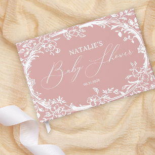 Vintag zeitlose Blütenpinke Babydusche Gästebuch