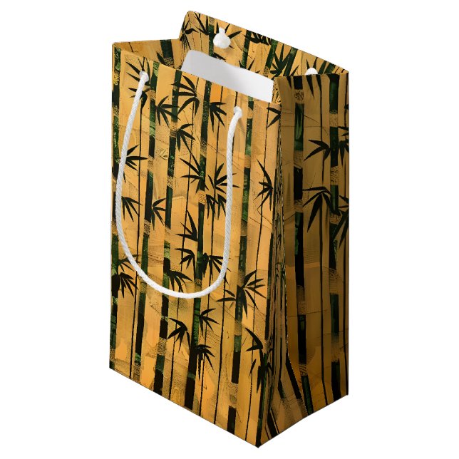 Vintag Zen Forest Bamboo Kleine Geschenktüte (Vorderseite Schrägansicht)