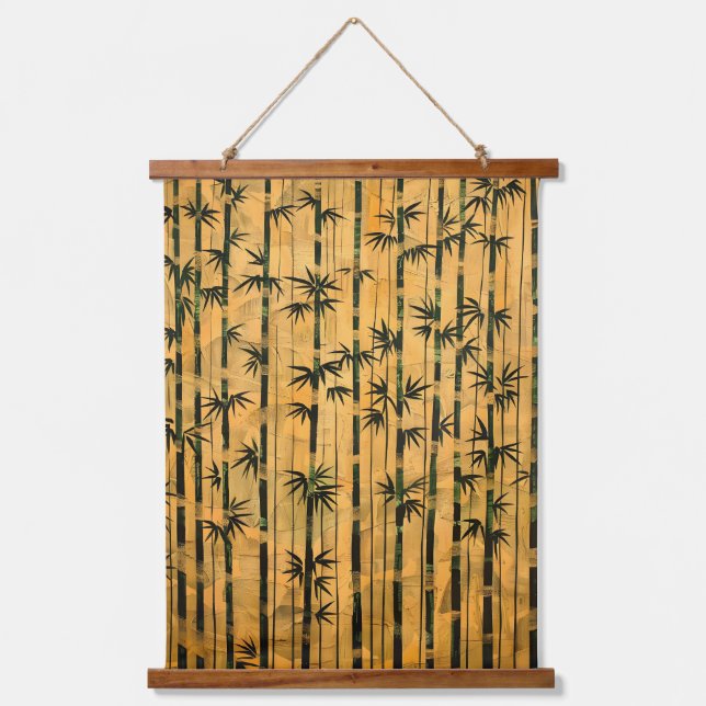 Vintag Zen Forest Bamboo Wandteppich Mit Holzrahmen (Vorderseite)