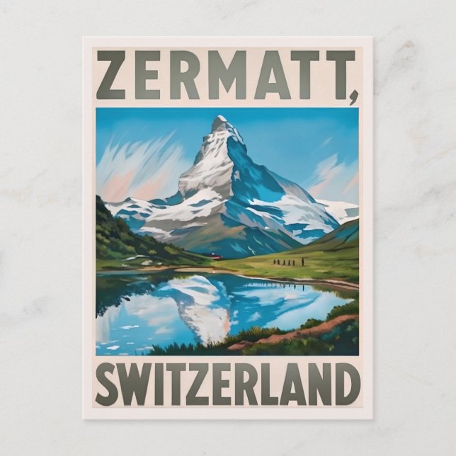 Vintag Zermatt Switzerland Matterhorn Postkarte (Vorderseite)