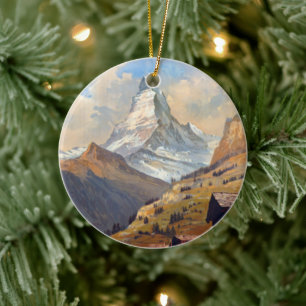 Vintag Zermatt Switzerland Matterhorn Travel Keramik Ornament