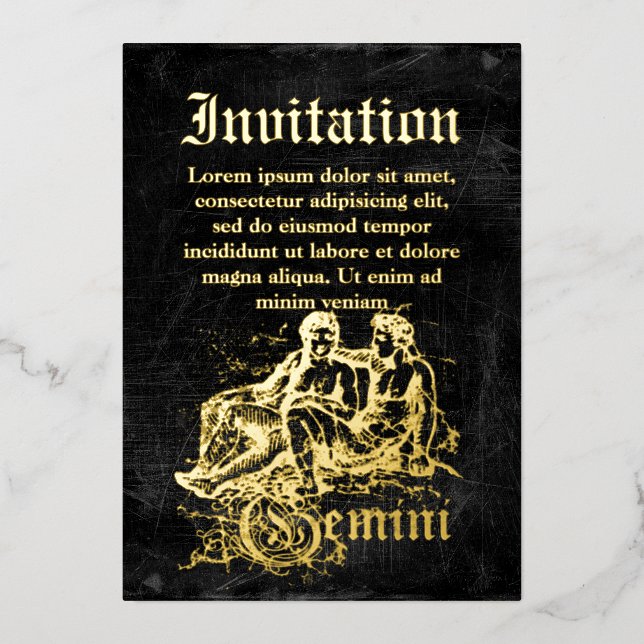 Vintag Zodiac Gemini Folieneinladung (Vorderseite)