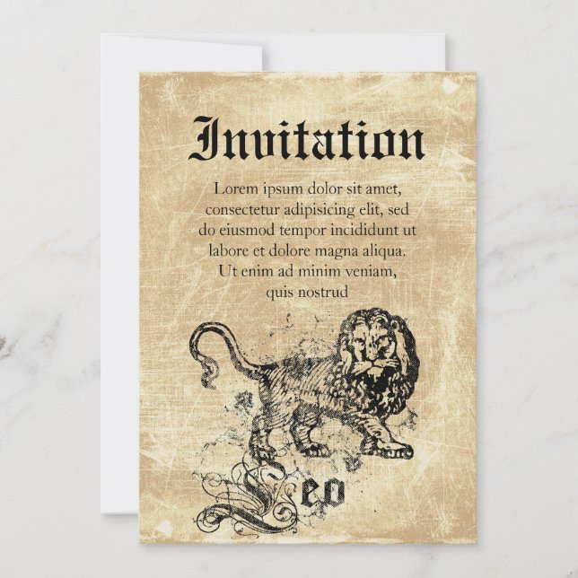Vintag Zodiac Leo Einladung (Vorderseite)