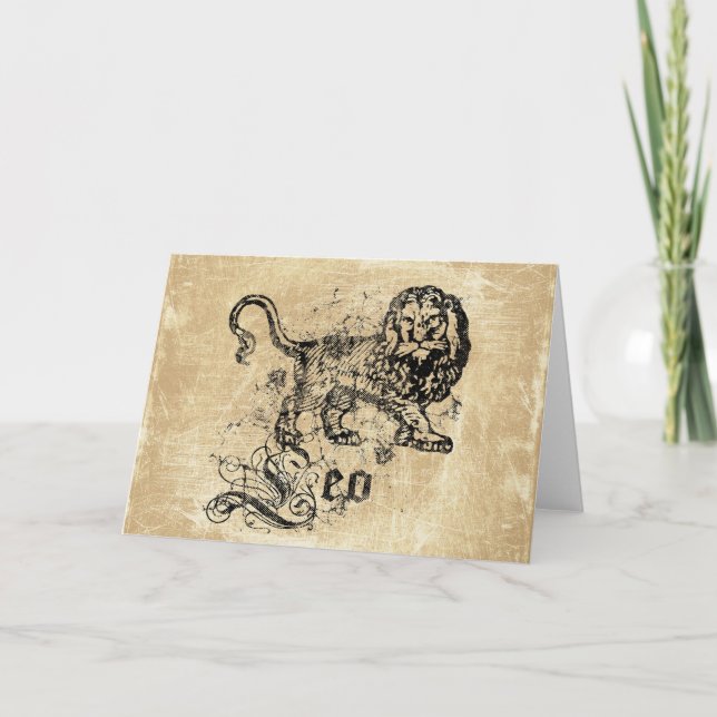 Vintag Zodiac Leo Karte (Vorderseite)